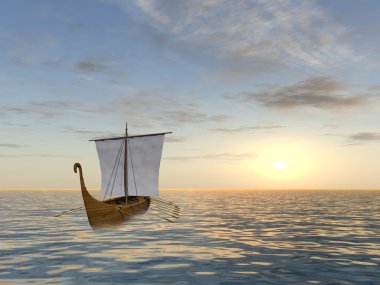 Denizde giden bir gemi.