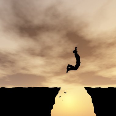 İşadamı siluet atlama