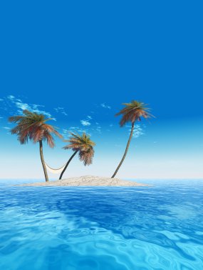 palmiye ağaçları ile egzotik ada 