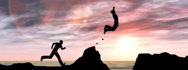 iş adamları silhouettees atlama 