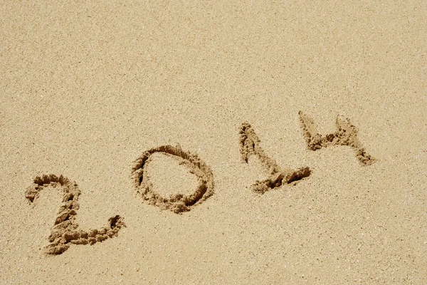 Texto escrito à mão na areia — Fotografia de Stock