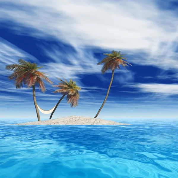 Exotic island with palm trees — Stock Photo, Image