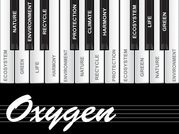 Testo ossigeno tasti pianoforte — Foto Stock