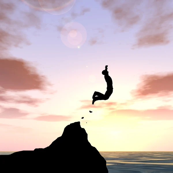 Giovane uomo silhouette salto — Foto Stock