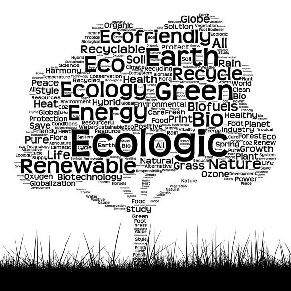 Zwarte ecologie tekst word cloud — Stockfoto