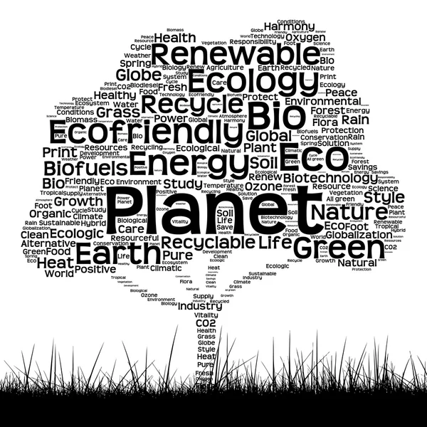 Black ecology text word cloud — Stock Photo, Image