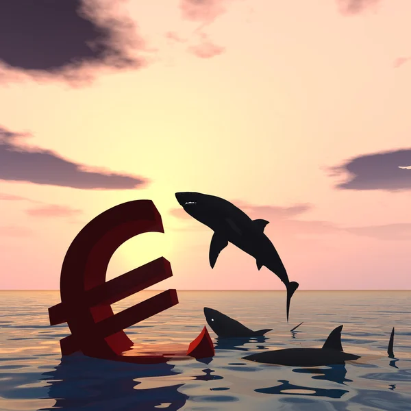 Símbolo sangrento do euro — Fotografia de Stock