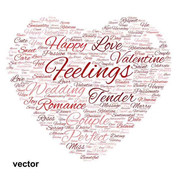 Valentijn hart word cloud — Stockvector