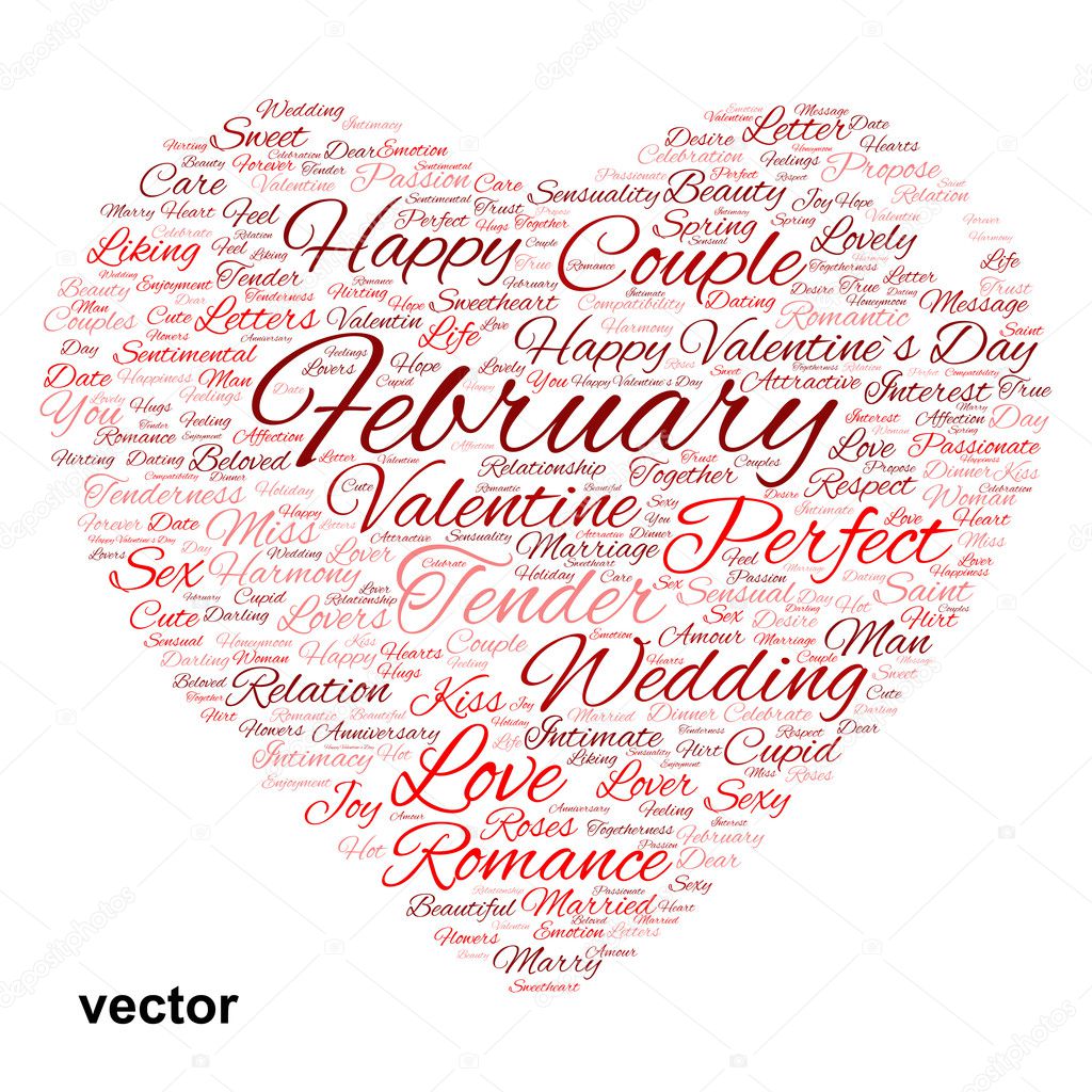  Valentine heart word cloud