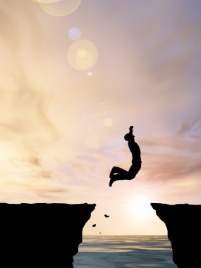  genç adam siluet atlama