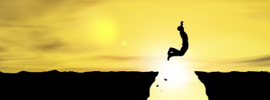 İşadamı siluet atlama