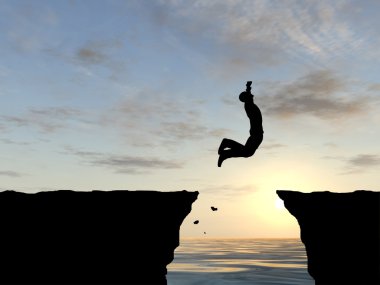  genç adam siluet atlama