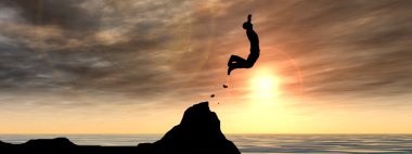 İşadamı siluet atlama 