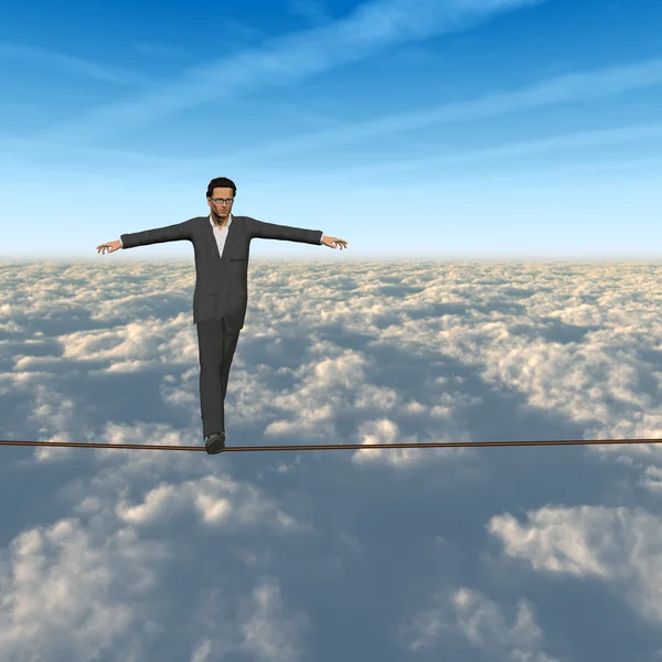 Man in crisis walking in balance — Stock Photo, Image