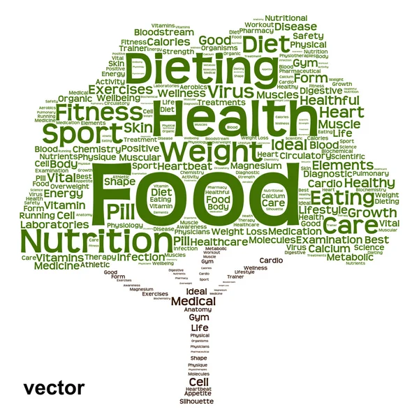 Diet tree word cloud — Stock Vector