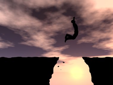 İşadamı siluet atlama