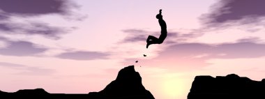 İşadamı siluet atlama