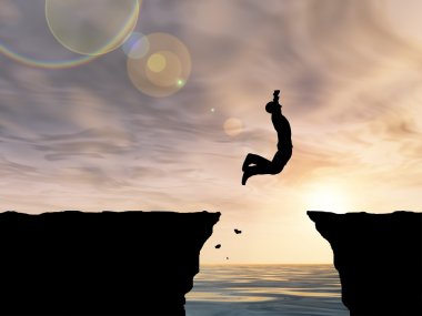  genç adam siluet atlama