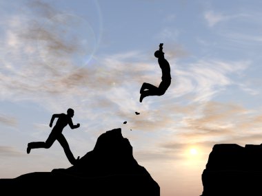 İşadamı siluet atlama