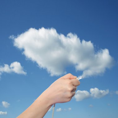 bir Internet veya veri kablosu tutan el 