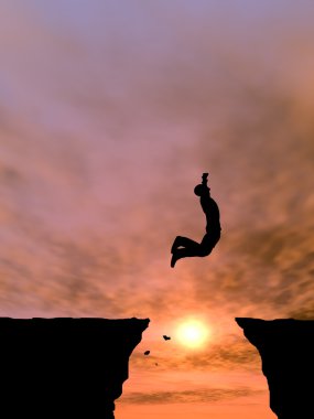 İşadamı siluet atlama