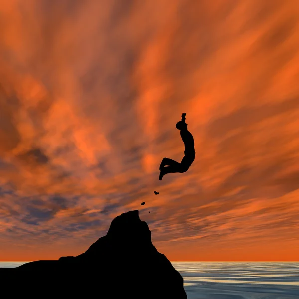 Hombre joven silueta saltando — Foto de Stock