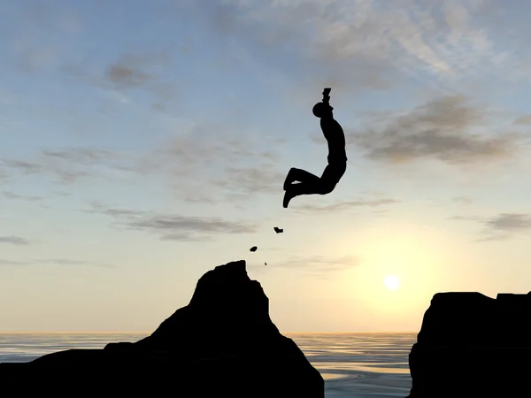 Young man  silhouette jumping — Stock Photo, Image