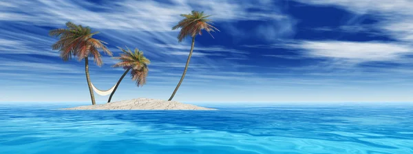 Exotic island with palm trees — Stock Photo, Image