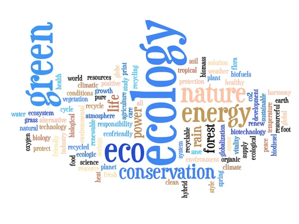 Ecologie word cloud-tekst — Stockfoto