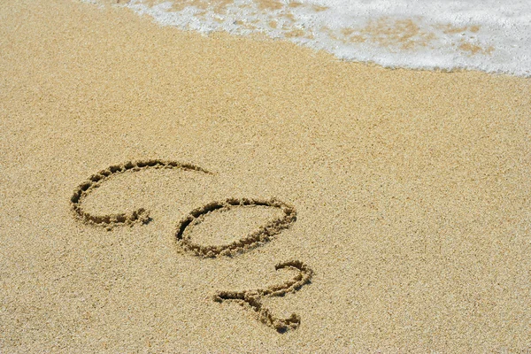 Testo scritto a mano sulla sabbia — Foto Stock