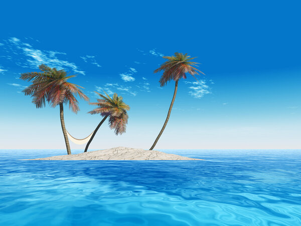 exotic island with palm trees 