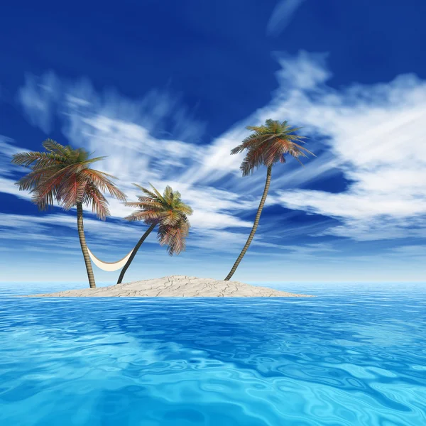 Exotic island with palm trees — Stock Photo, Image