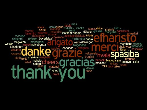 Obrigado Word Cloud em diferentes idiomas — Fotografia de Stock