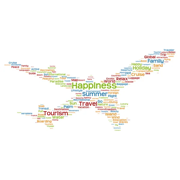 Travel  word cloud or wordcloud as plane — Stock Photo, Image