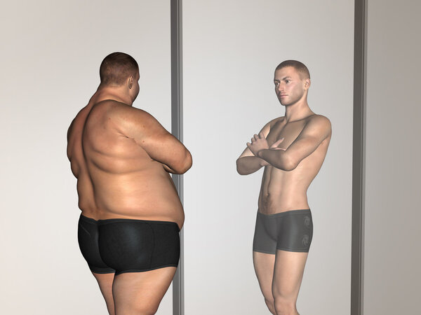 Толстый лишний вес против стройного человека
 