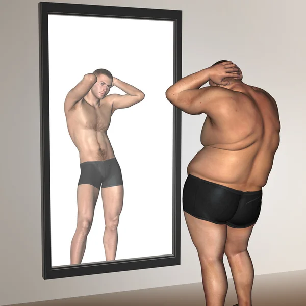 fat overweight vs slim man