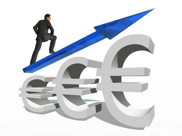 Businessman standing  over an euro symbol — Stock Photo, Image