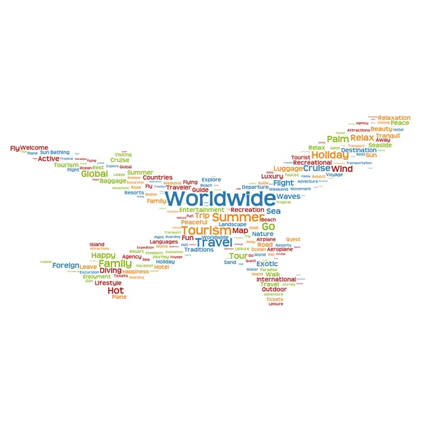 Viaje palabra nube o wordcloud como plano —  Fotos de Stock