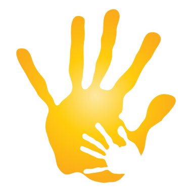 Anne ve çocuk elleri sarı