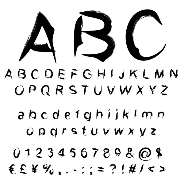 Μαύρο χειρόγραφη γραμματοσειρά — Διανυσματικό Αρχείο