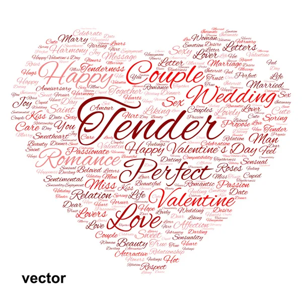 Valentine heart word cloud — Stock Vector