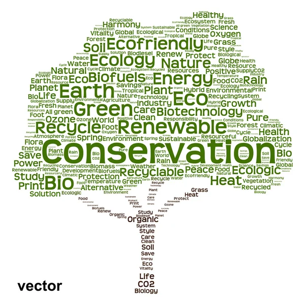 Albero di ecologia parola nube — Vettoriale Stock