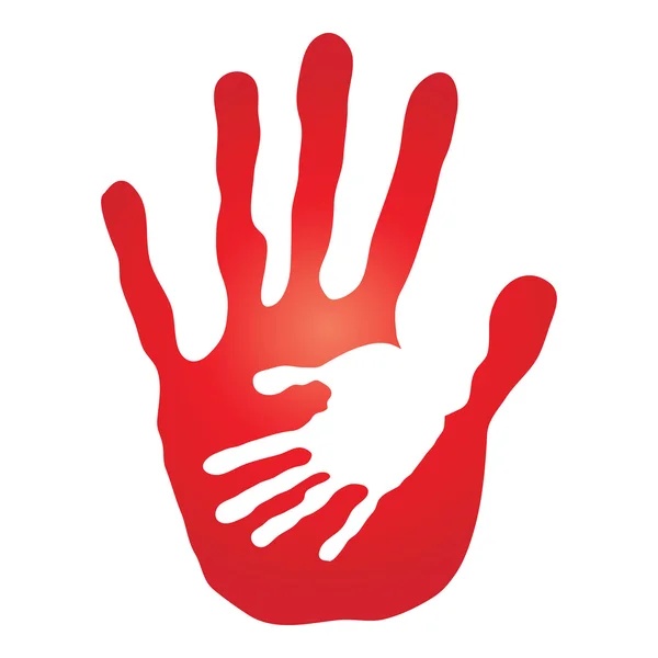 Madre y niño rojo manos impresiones — Archivo Imágenes Vectoriales