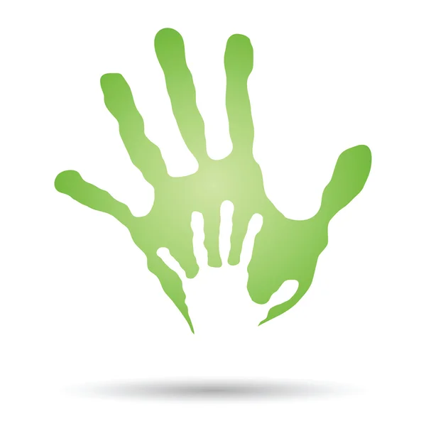 Moeder en kind groene handen afdrukken — Stockvector
