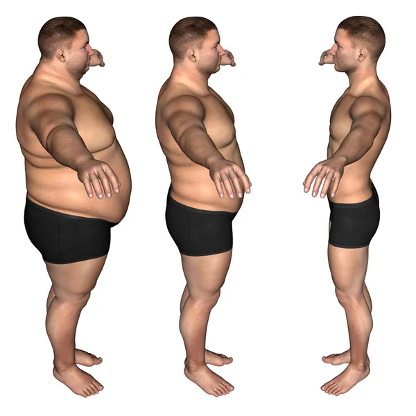 Övervikt vs slim fit mannen — Stockfoto