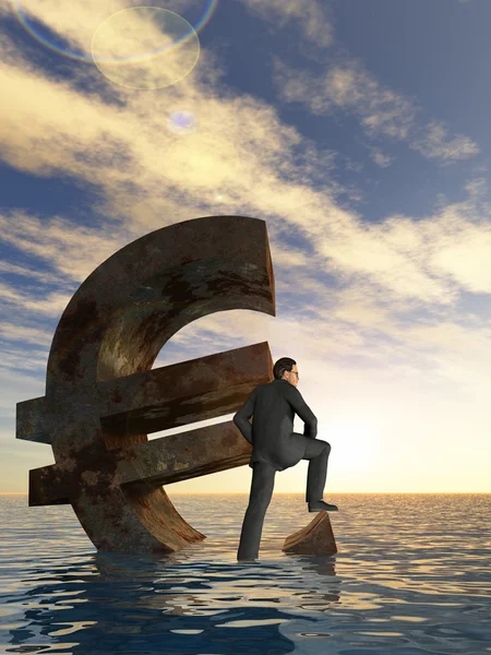 Businessman sinking in ocean — Stock Photo, Image