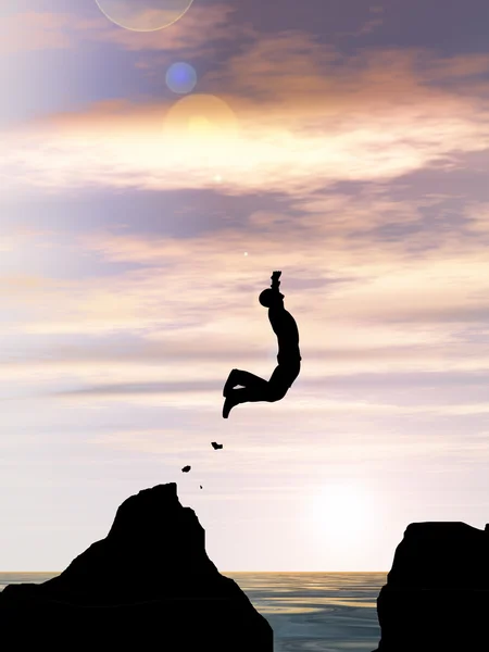 Young businessman silhouette jumping — Stock Photo, Image