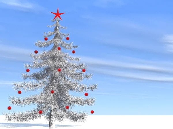 Árvore de abeto de Natal com globos — Fotografia de Stock