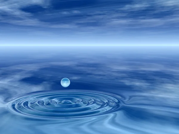 Gota cayendo en el agua con ondas —  Fotos de Stock