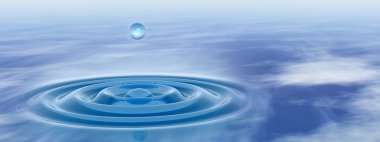 suda ıslatın ve dalgaların düşen bırak